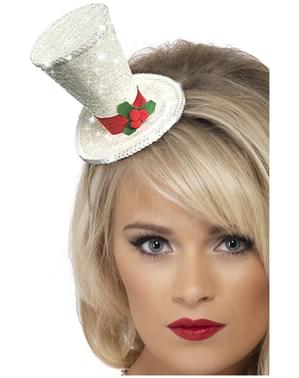 Hvid julehårbøjle med høj hat