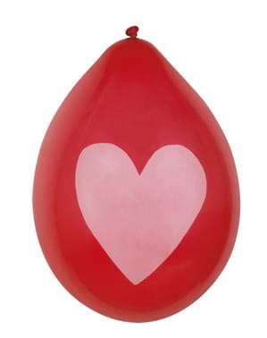 6 balões amor com corações dourados (25 cm)