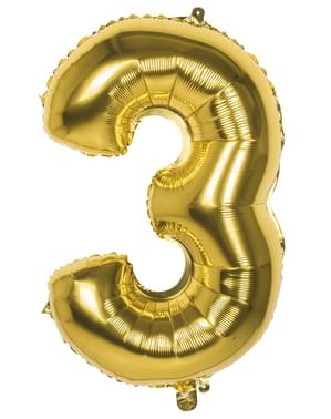Globo número 3 dorado 86 cm