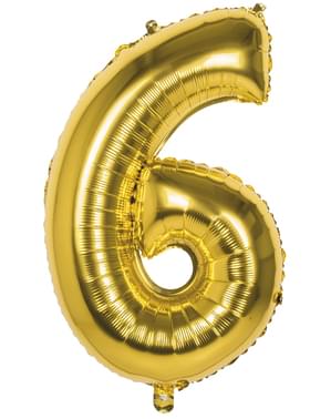 Palloncino numero 6 dorato 86cm