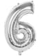 Number 6 silver balloon 86cm