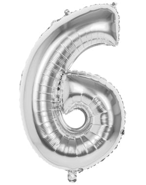 Stříbrný balon 86 cm číslo 6