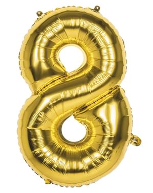Luftballon mit Nummer 8 gold 86cm