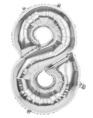 Globo número 8 plateado 86 cm