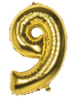 Number 9 gull ballong 86cm