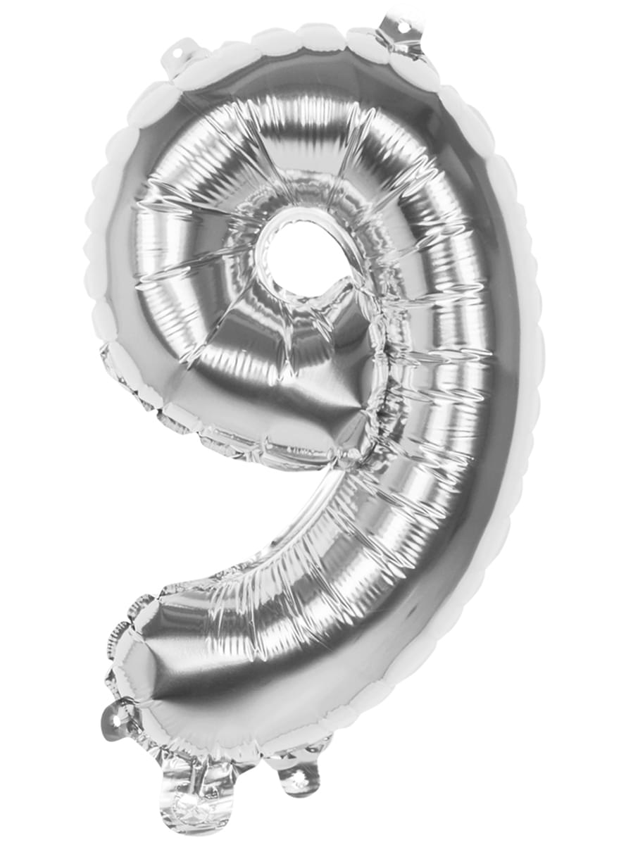 Globo número 9 plateado 36 cm