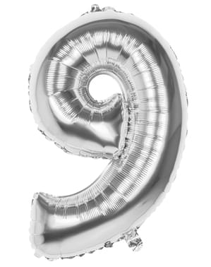 Stříbrný balon 86 cm číslo 9
