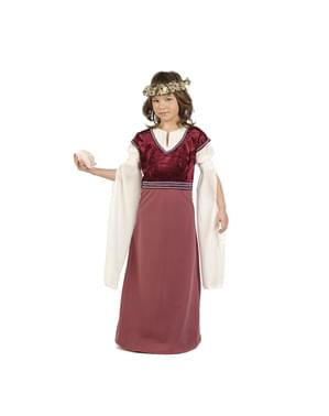 Kızlar için Ortaçağ bayan Rosalba kostümü