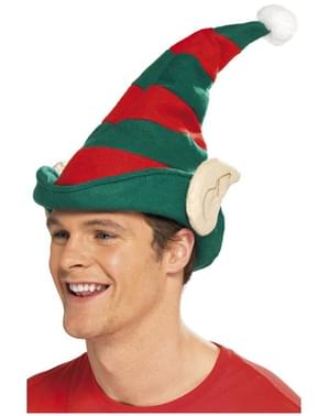 Kırmızı çizgili yeşil Elf şapka
