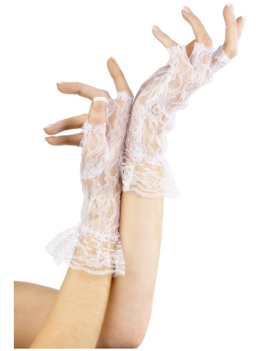 White Lace Fingerless Gloves