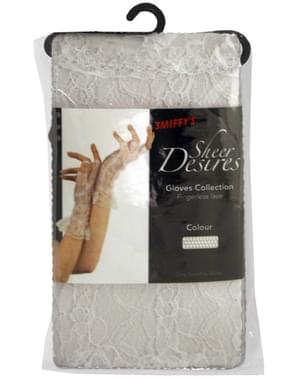 Gants blanc de dentelle sans doigt
