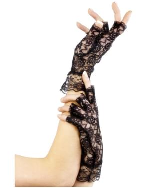 Black Fingerless Lace Gloves