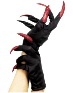 2 pares de guantes de pata, trajes negros, disfraz de bruja, disfraces para  adultos, guantes largos rojos, guantes de fantasma, guantes de Halloween