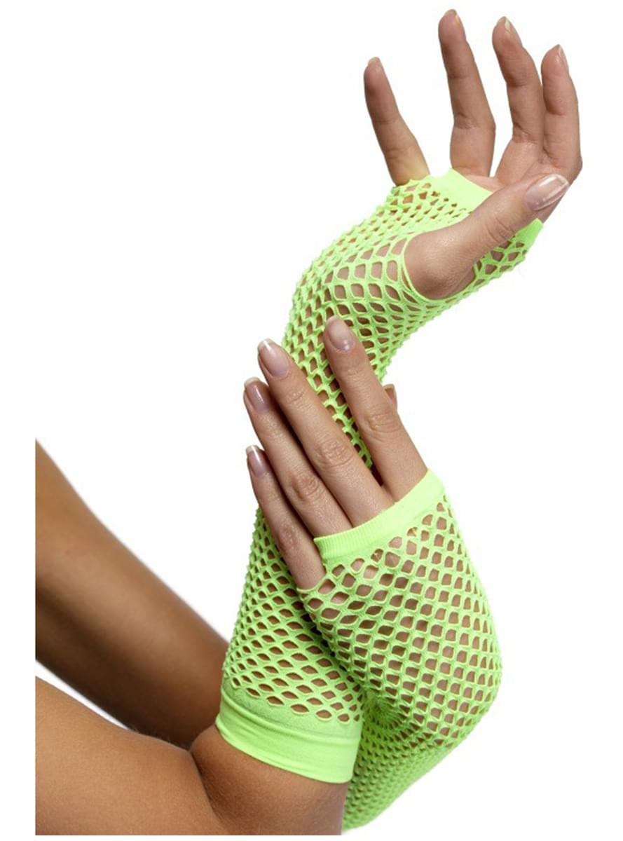 Neon Green Fishnet Gloves