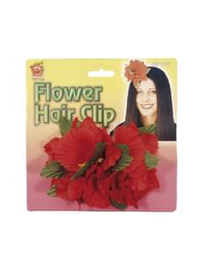 Gancho para o cabelo com flor havaiana vermelha