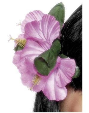 Gancho de pelo con flor hawaiana rosa