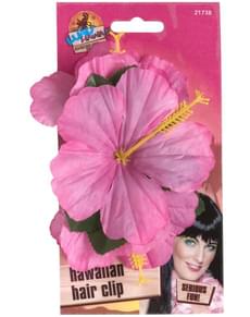 Gancho para o cabelo com flor havaiana cor-de-rosa
