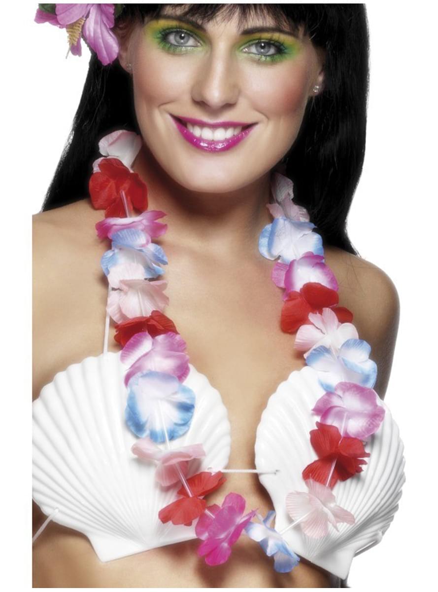 Hawaiian necklace in pink and blue