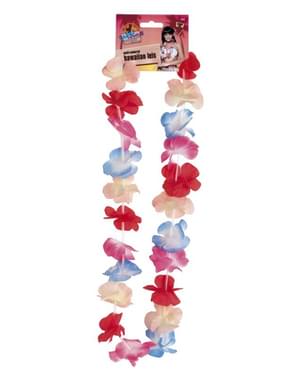 Kalung Hawaii berwarna pink dan biru