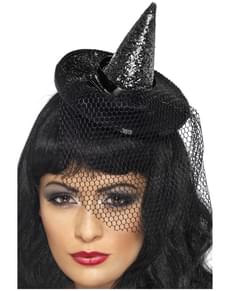 Míni chapéu de bruxa preto