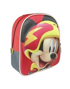 Mochila infantil 3D Mickey e os Superpilotos vermelha