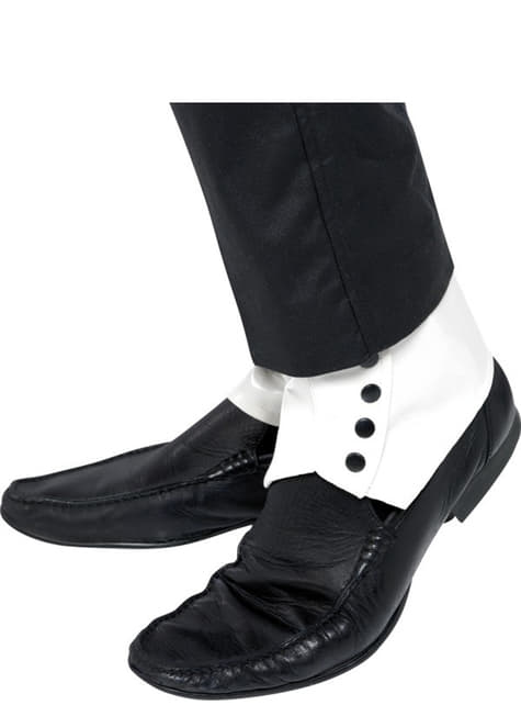 Nakładki na buty białe z czarnymi guzikami