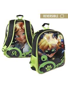 Mochila escolar reversível Cat Noir - As Aventuras de Ladybug