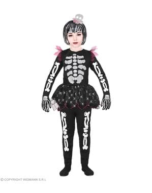 Žaismingas skeleto kostiumas mergaitėms