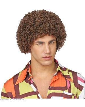 Parrucca afro degli anni 70 castana per adulto