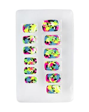Set de 12 uñas mosaico fluorescentes auto-adhesivas