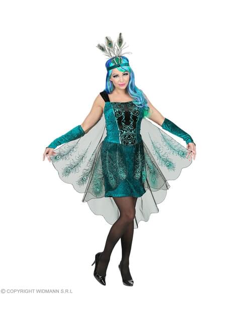 Disfraz de pavo real para mujer adulta, ideal para fiestas y Carnaval.