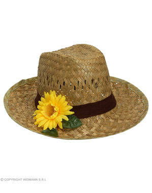 Pălărie de paie cu floarea soarelui