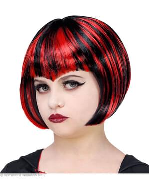 Красный и черный парик вампира для девочек