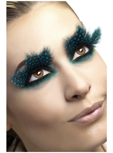 Eyelashes with Blue Feathers