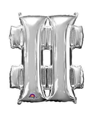 Hashtag ballon i sølv (40 cm)