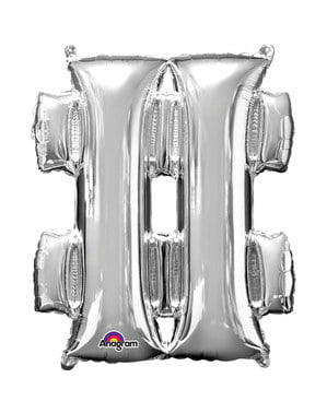 Срібний балон хештаг розміром 40 см