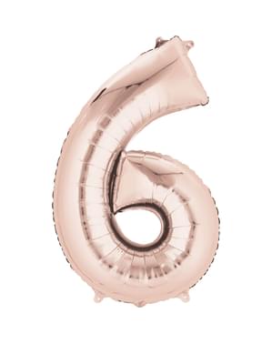 Roza zlata številka 6 balon 40 cm