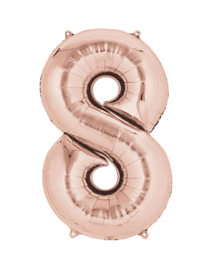 Balon numărul 8 aur roz de 40 cm
