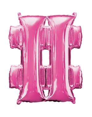 Balon hashtag merah jambu berukuran 40 cm