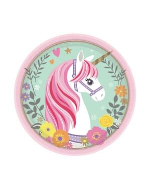8 Magical Unicorn dessert tallerkner (18cm) - Pretty Unicorn