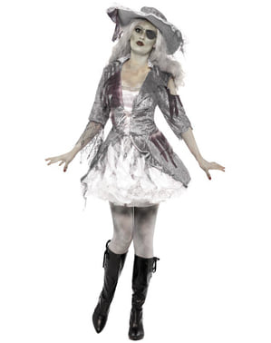 Costum de pirat fantomă gri pentru femei