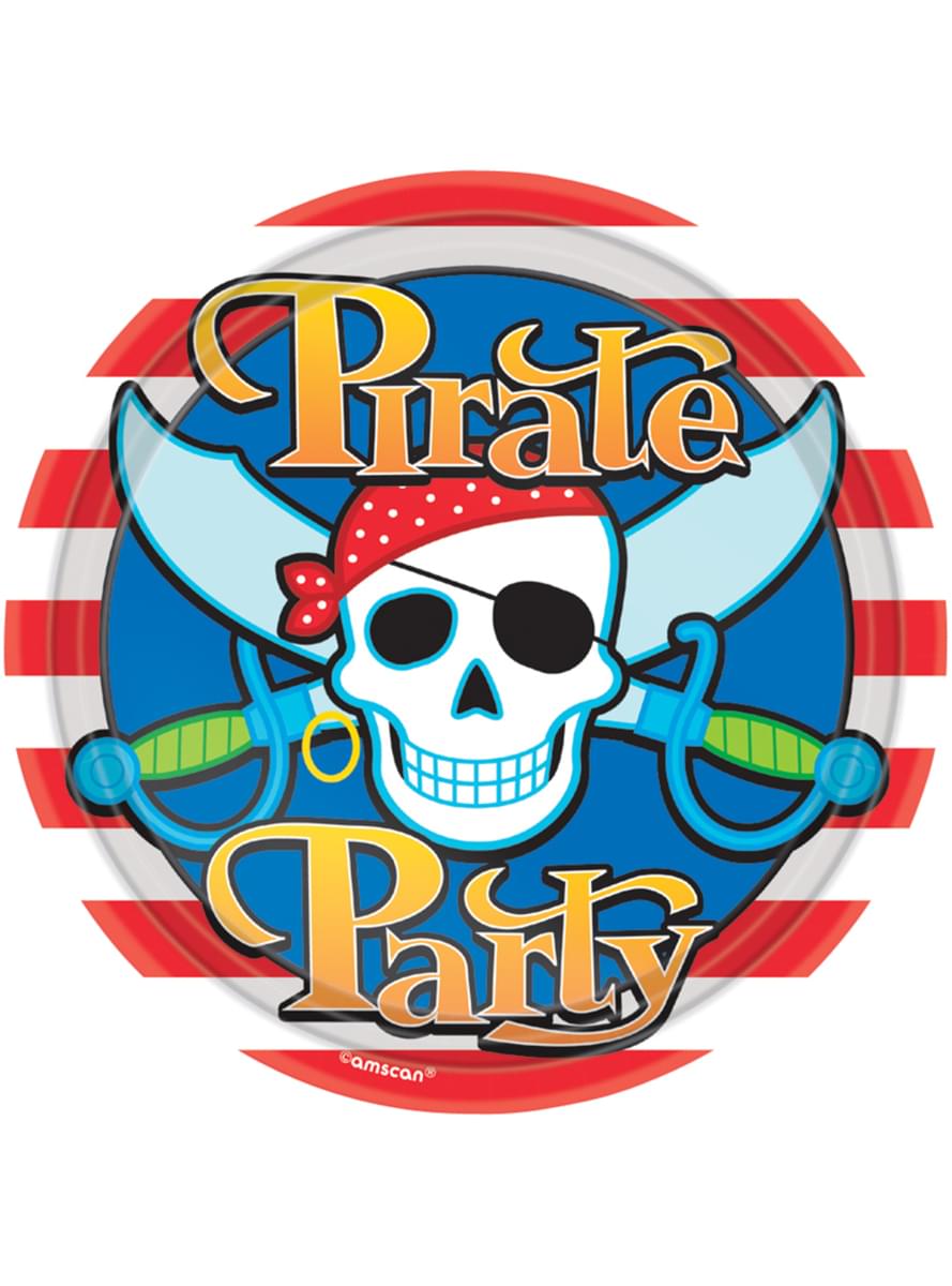 Sada 8 veľkých tanierov Pirate Party
