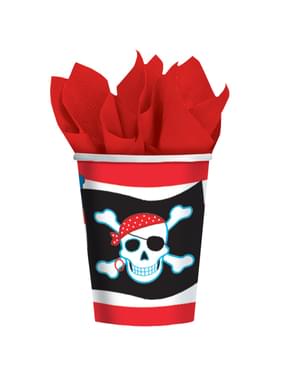 Set med 8 Glass Pirate Party