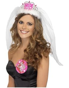 Tiara com véu branco para mulher