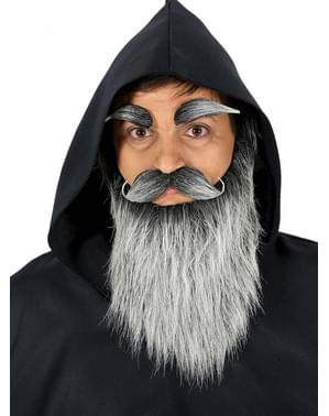 Barba, bigode e sobrancelhas de idoso cinzentas para homem