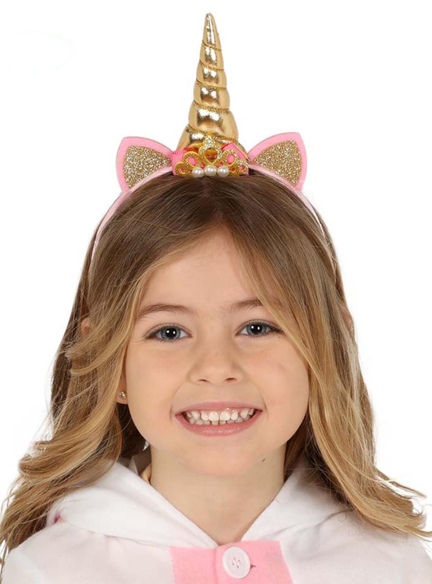 Diadem enhörning guldig barn