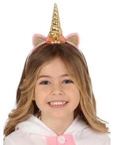 Bandolete de unicórnio dourada para menina