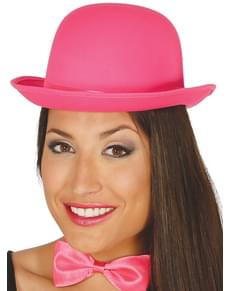 Chapéu de coco cor-de-rosa para adulto