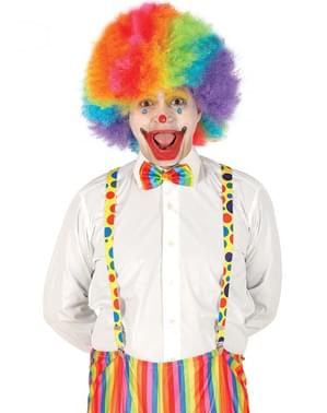 Multicoloured clown suspenders for adults