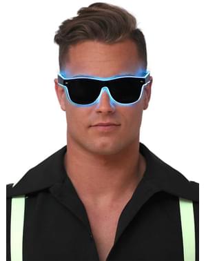 Gafas de neón azules con luz para adulto